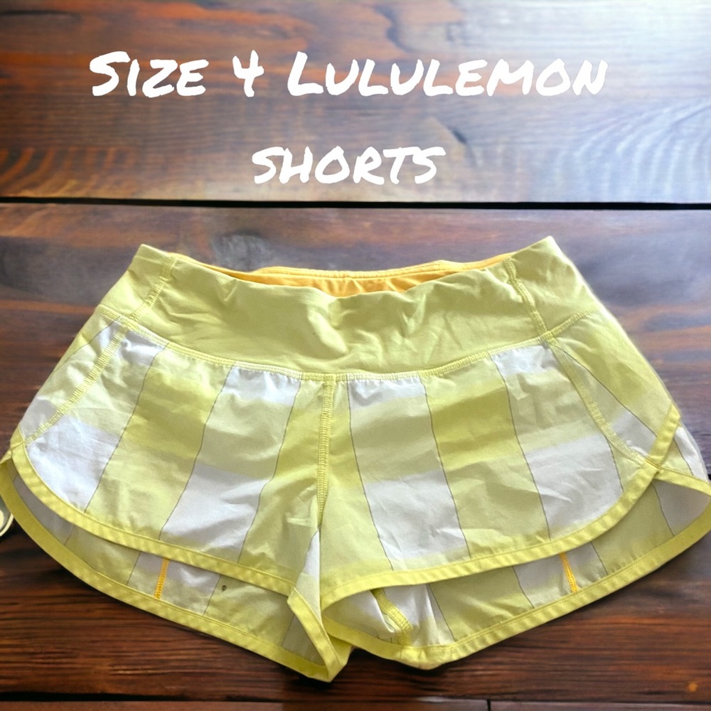 Yellow and white Lululemon shorts, very cute! Rare color